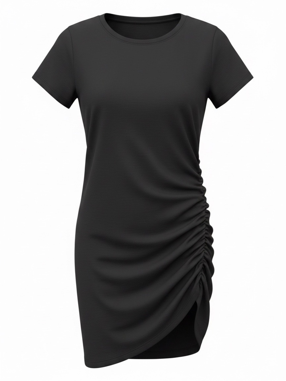 Wishlist Black Short-Sleeve Side Ruched Tee shirt dress.